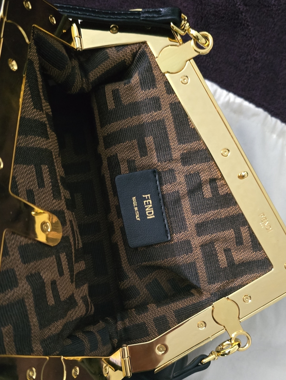 Fenti First Clutch Leather Top-Handle Crossbody Bag - Picture 6 of 9